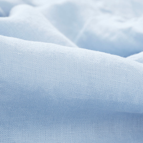 100% Linen Collarless Shirt - Cool Blue
