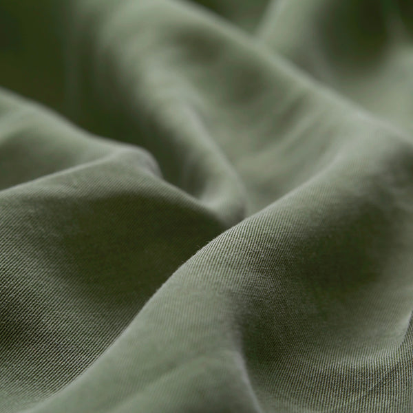 Tencel Collarless Shirt - Moss Green