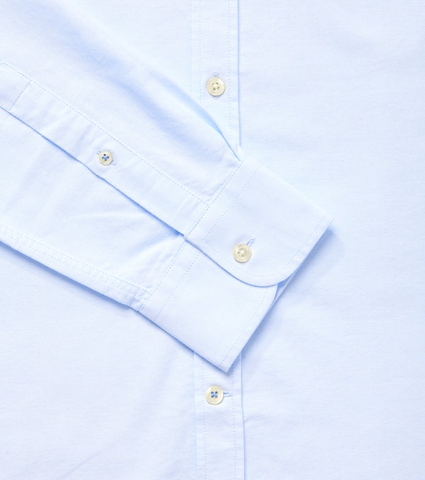Oxford Collarless Shirt - Light Blue