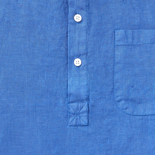 100% Linen Popover Shirt - 'The Miles' Blue
