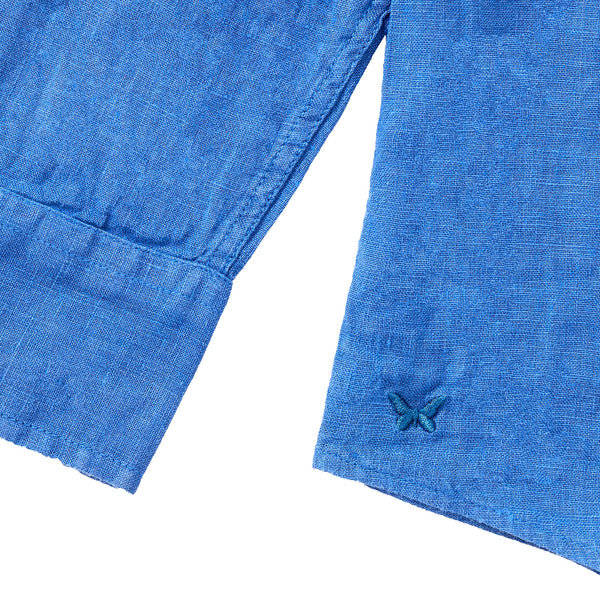 100% Linen Popover Shirt - 'The Miles' Blue