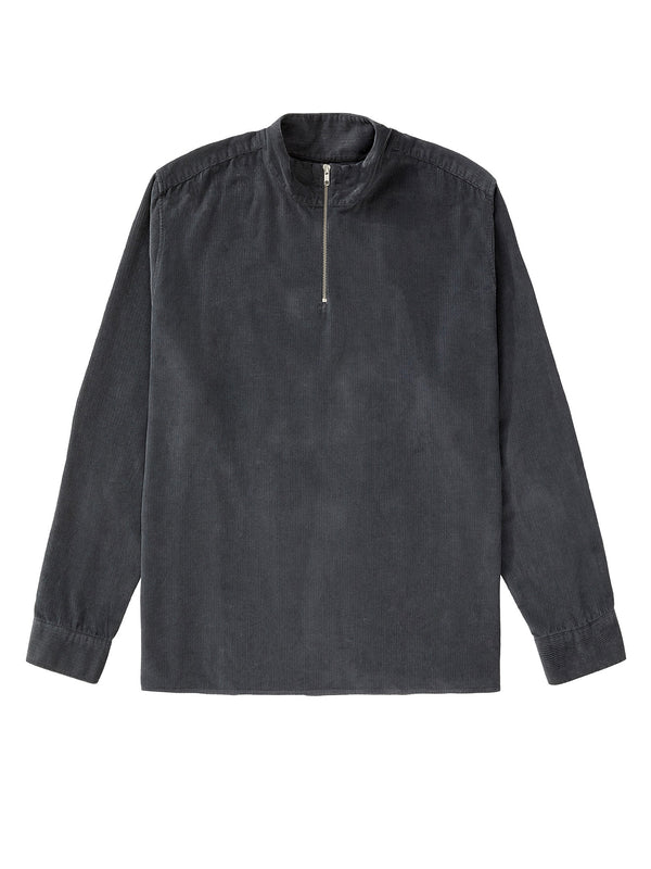 Cord Half-Zip - Charcoal Grey