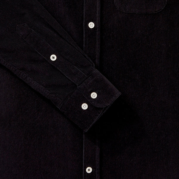 Cord Collarless Shirt - Black