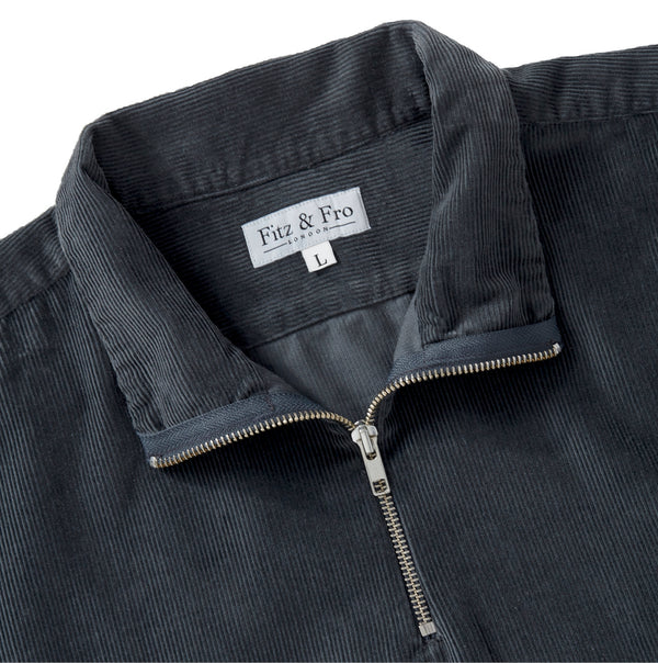 Cord Half-Zip - Charcoal Grey